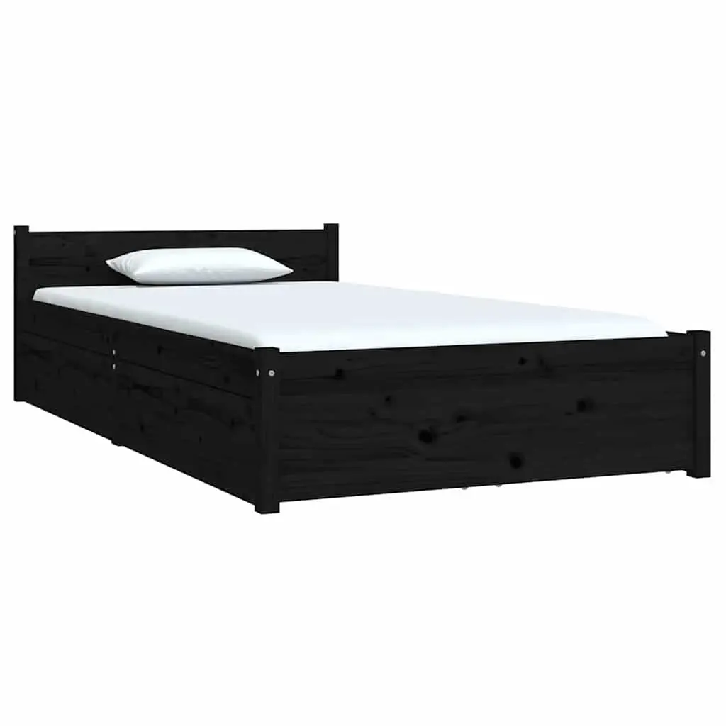 Black Bed Frame with Storage Drawers