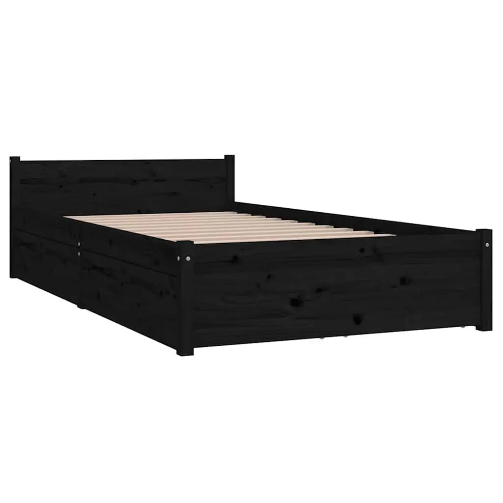 Black Bed Frame with Storage Drawers