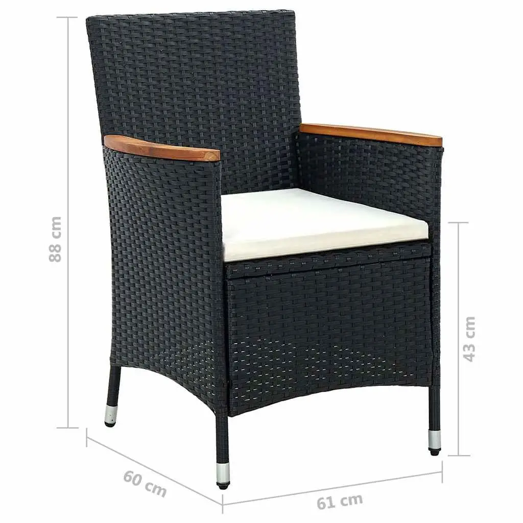 11 Piece Outdoor Dining Set Solid Acacia Wood Black with Cushions