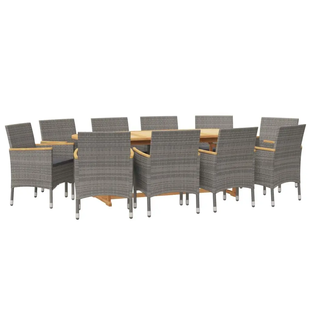 Outdoor Furniture Dining Set 11 Piece Grey Acacia Wood Patio Chairs Table