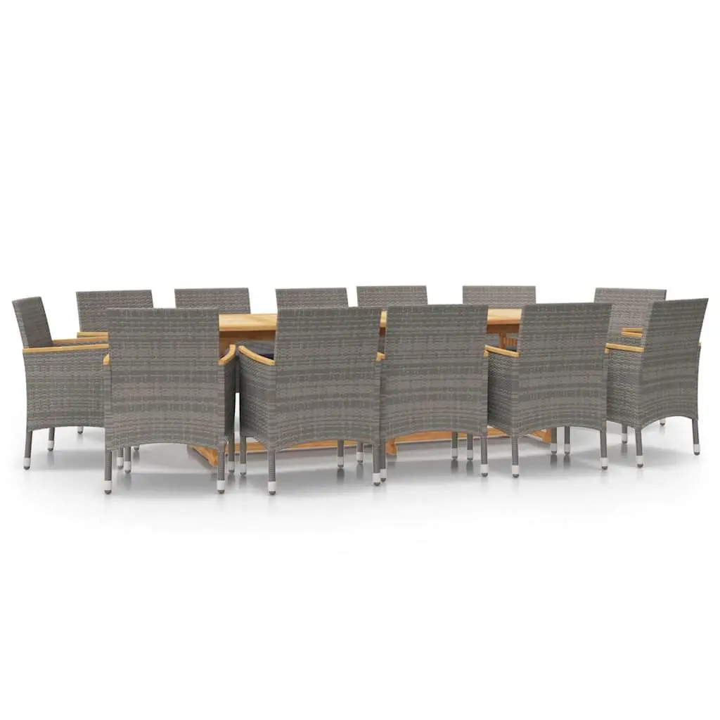 Outdoor Furniture Dining Set 13 Piece Grey Acacia Wood with Cushions