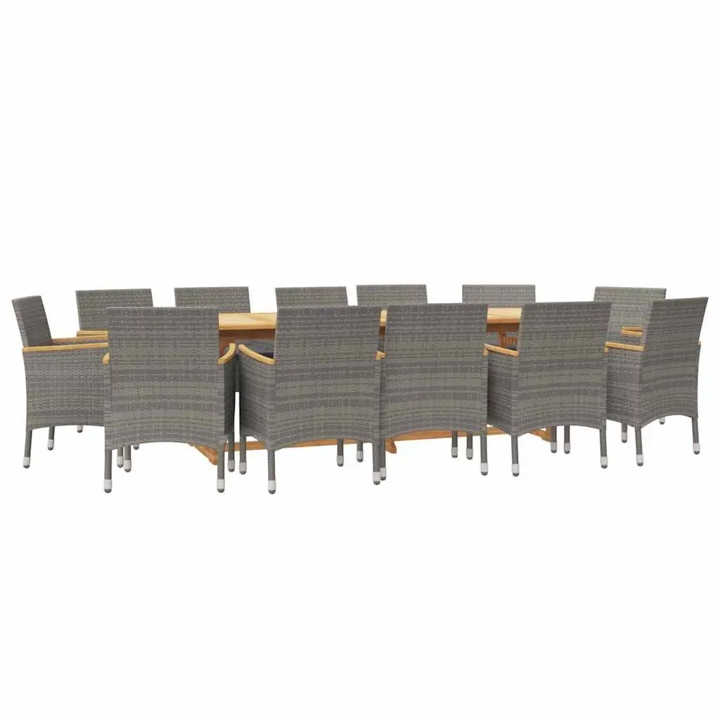 Outdoor Furniture Dining Set 13 Piece Grey Acacia Wood with Cushions