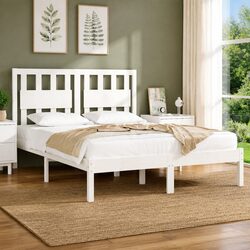 Functional White Solid Wood Bed Frame for Any Home