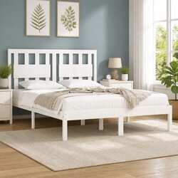 King Bed Frame for Real Life: 183x203 cm in White Wood