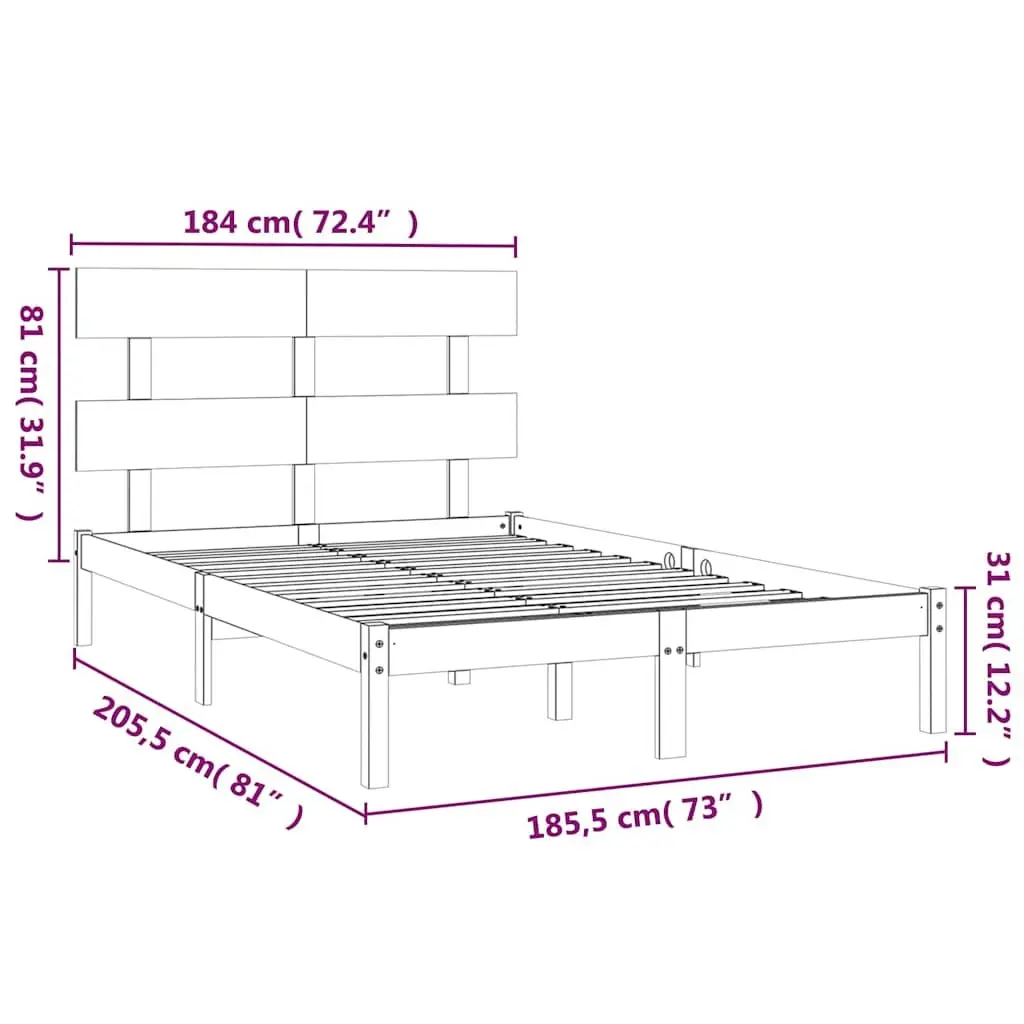 White Pine Wood King Bed Frame 183x203 cm
