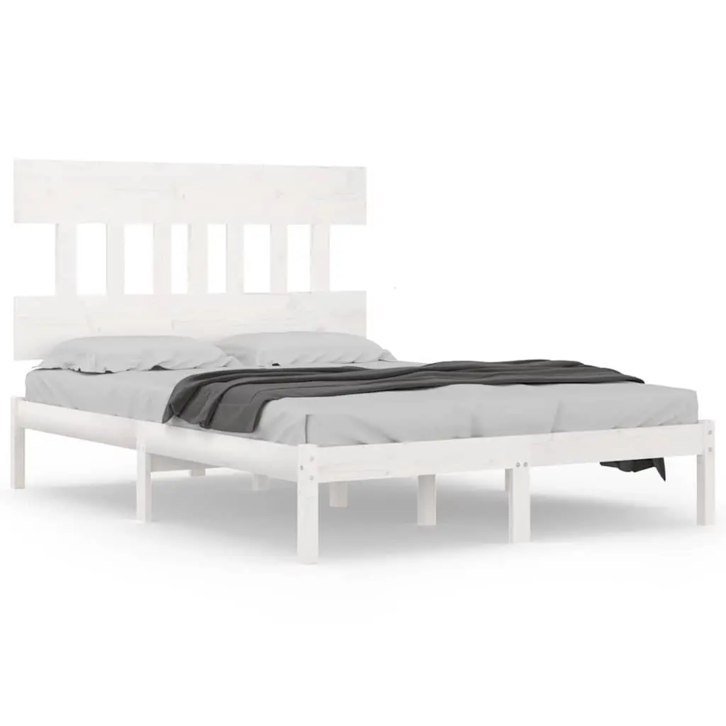 White Wooden Bed Frame 183 x 203 cm