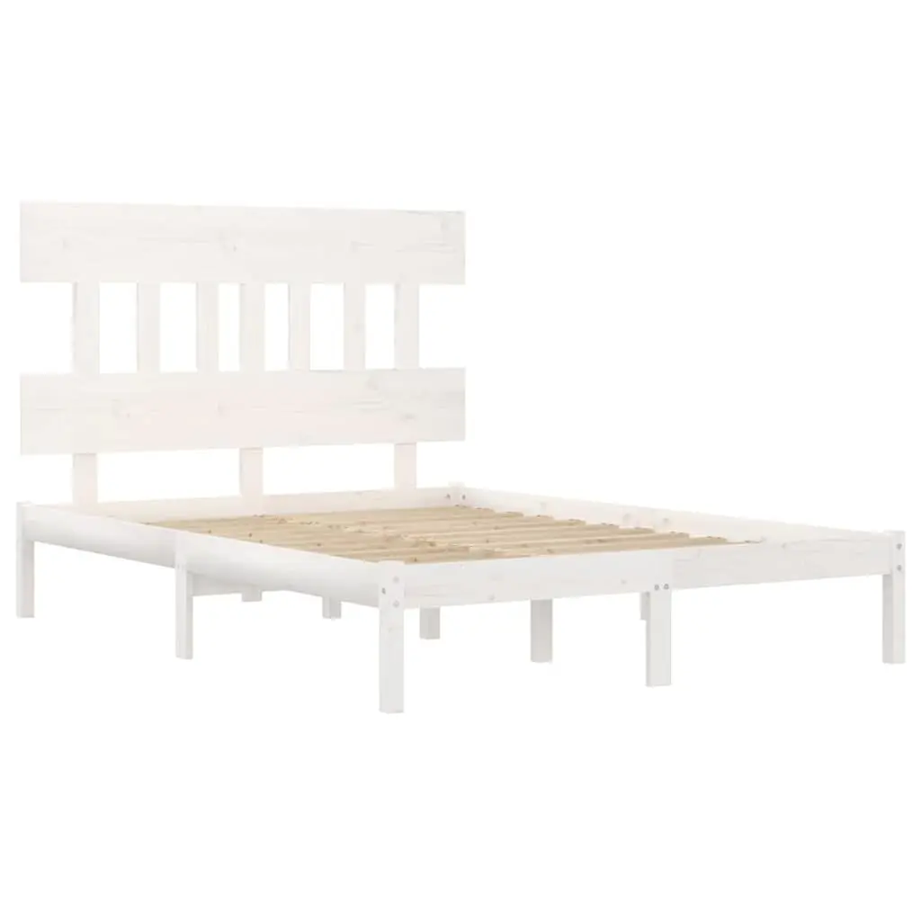 White Wooden Bed Frame 183 x 203 cm