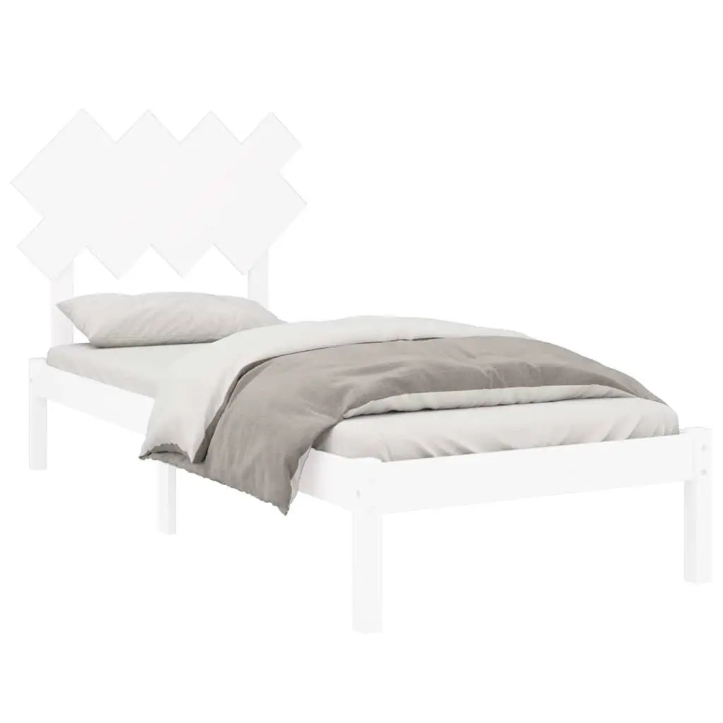 Bed Frame Solid Pine Wood 90x190 cm White Modern