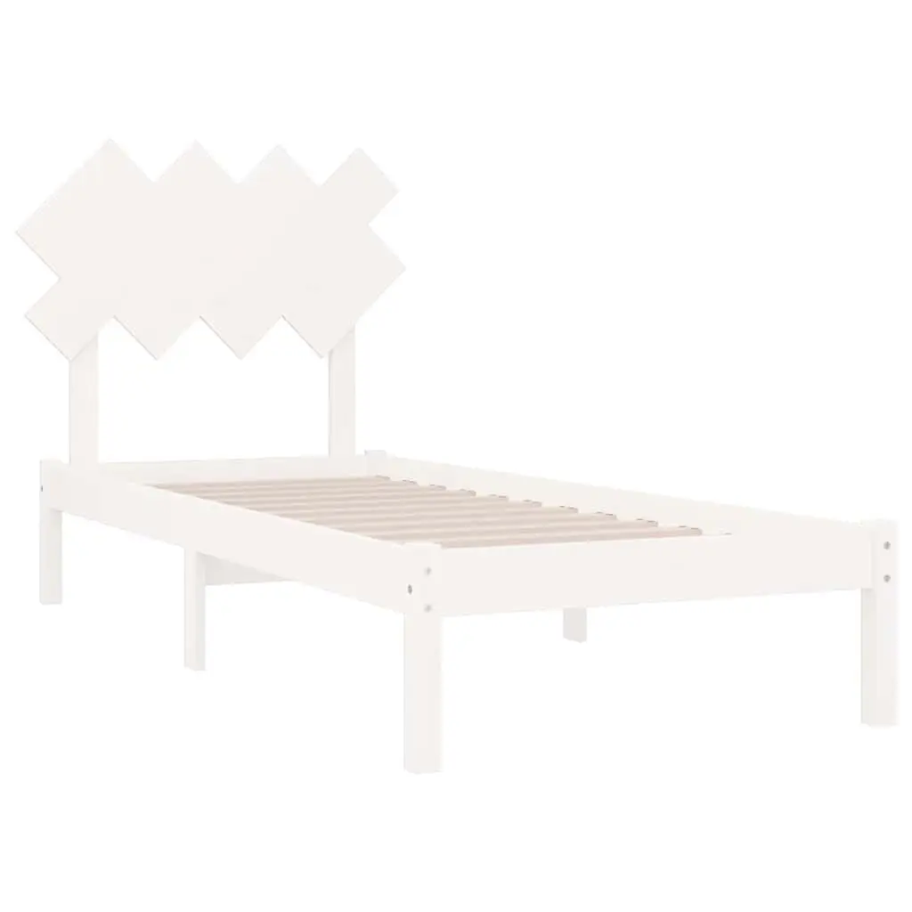 Bed Frame Solid Pine Wood 90x190 cm White Modern