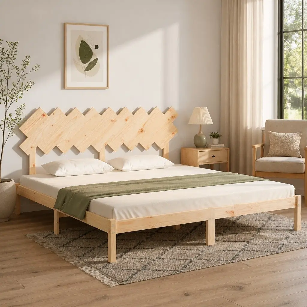 King Bed Frame with Plywood Slats 183x203cm