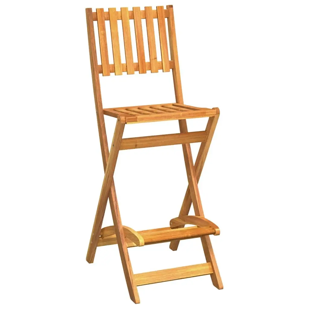 5 Piece Foldable Outdoor Bar Set in Brown Solid Acacia Wood for Patio and Garden