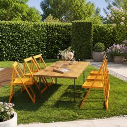 Practical Folding Garden Chairs: 6-Piece Acacia Set