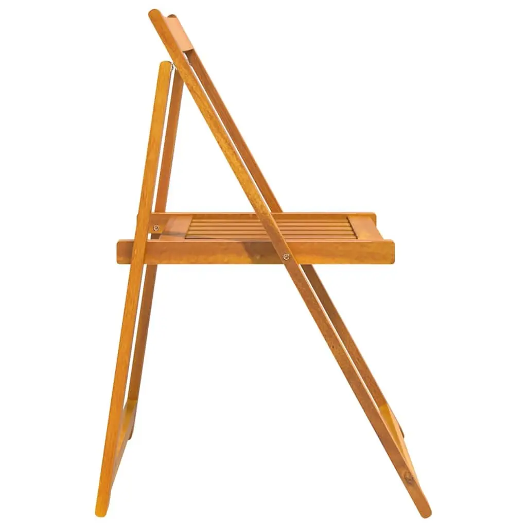 Folding Garden Chairs Set Solid Acacia Wood Brown 8 Piece