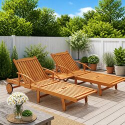 Perfect for Gardens: 2-Piece Sun Lounger Set with Table