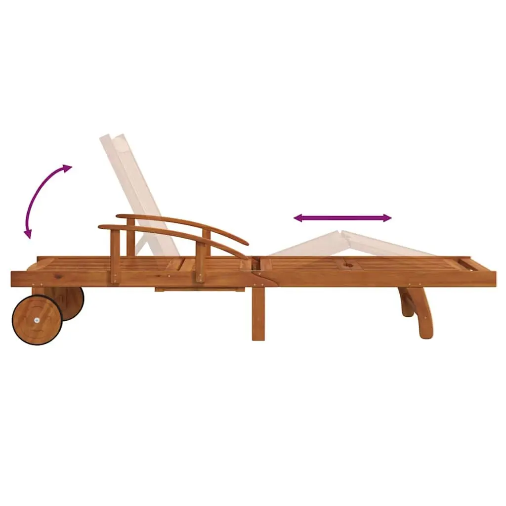 Sun Loungers Solid Wood Acacia 2 pcs Brown Adjustable Outdoor Garden Patio Deck