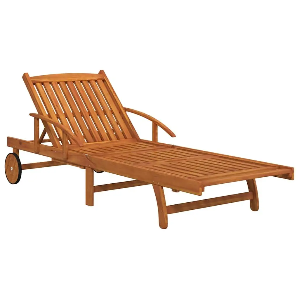 Sun Loungers Solid Wood Acacia 2 pcs Brown Adjustable Outdoor Garden Patio Deck