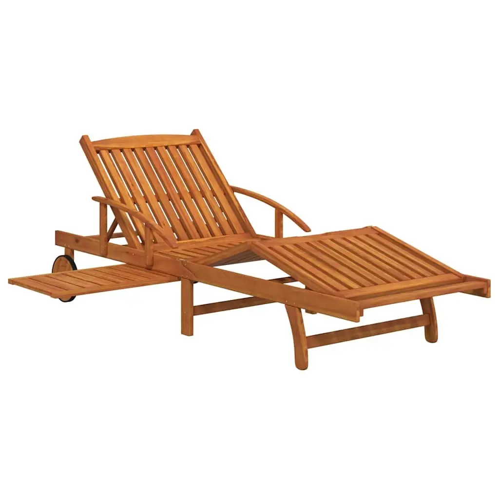 Sun Loungers Solid Wood Acacia 2 pcs Brown Adjustable Outdoor Garden Patio Deck