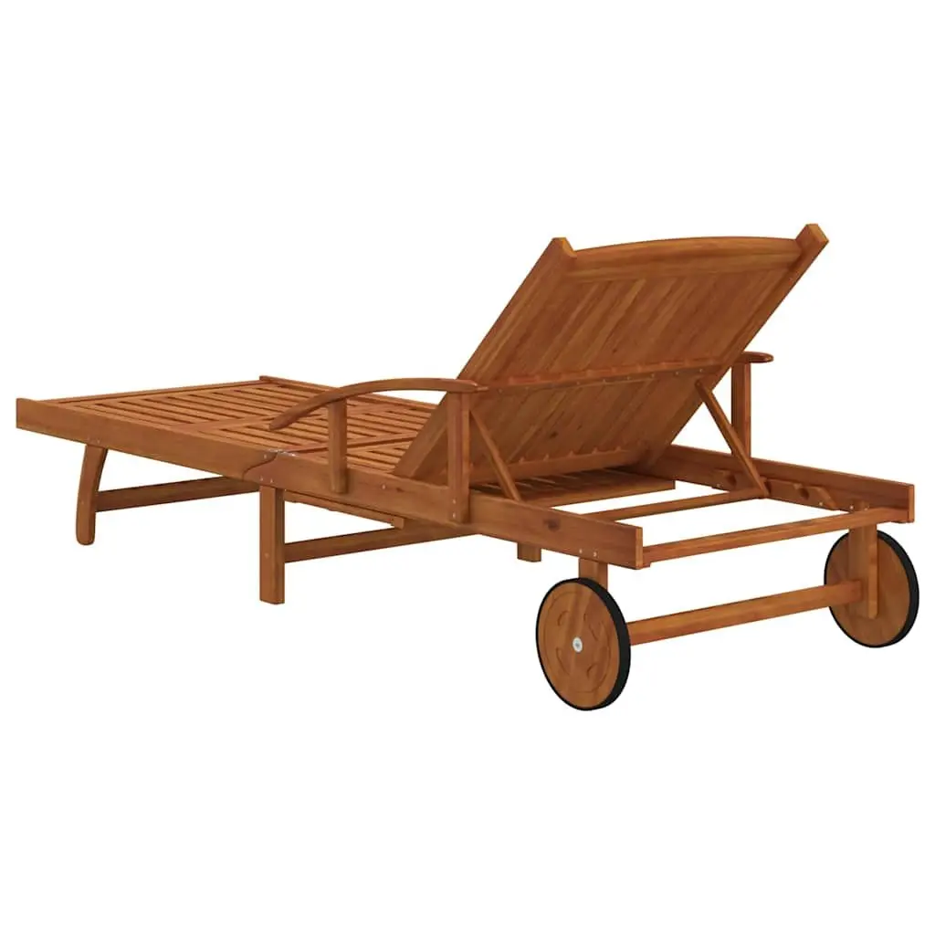 Sun Loungers Solid Wood Acacia 2 pcs Brown Adjustable Outdoor Garden Patio Deck