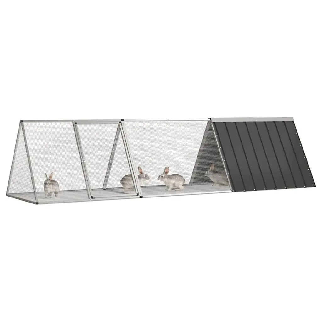Rabbit Cage Galvanised Steel Outdoor 302.5 x 80.5 x 71 cm Anthracite