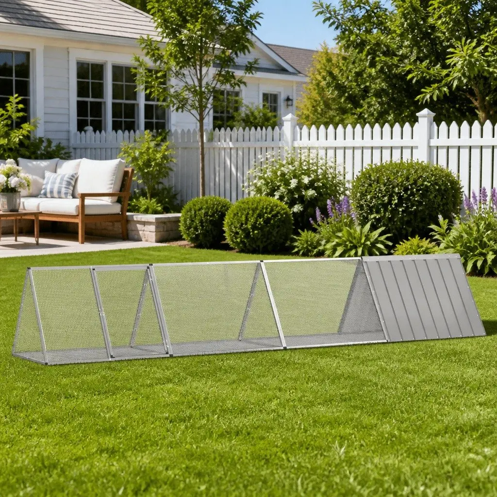 Rabbit Cage Galvanised Steel Expandable Grey 403.5 x 80.5 x 71 cm