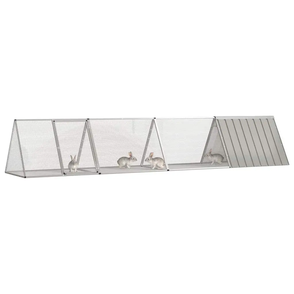 Rabbit Cage Galvanised Steel Expandable Grey 403.5 x 80.5 x 71 cm