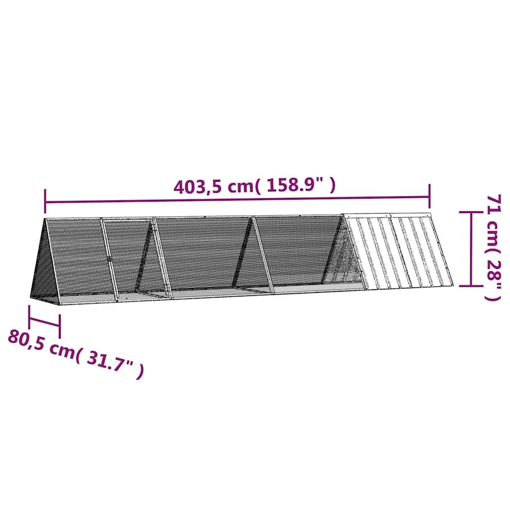 Rabbit Cage Galvanised Steel Expandable Grey 403.5 x 80.5 x 71 cm