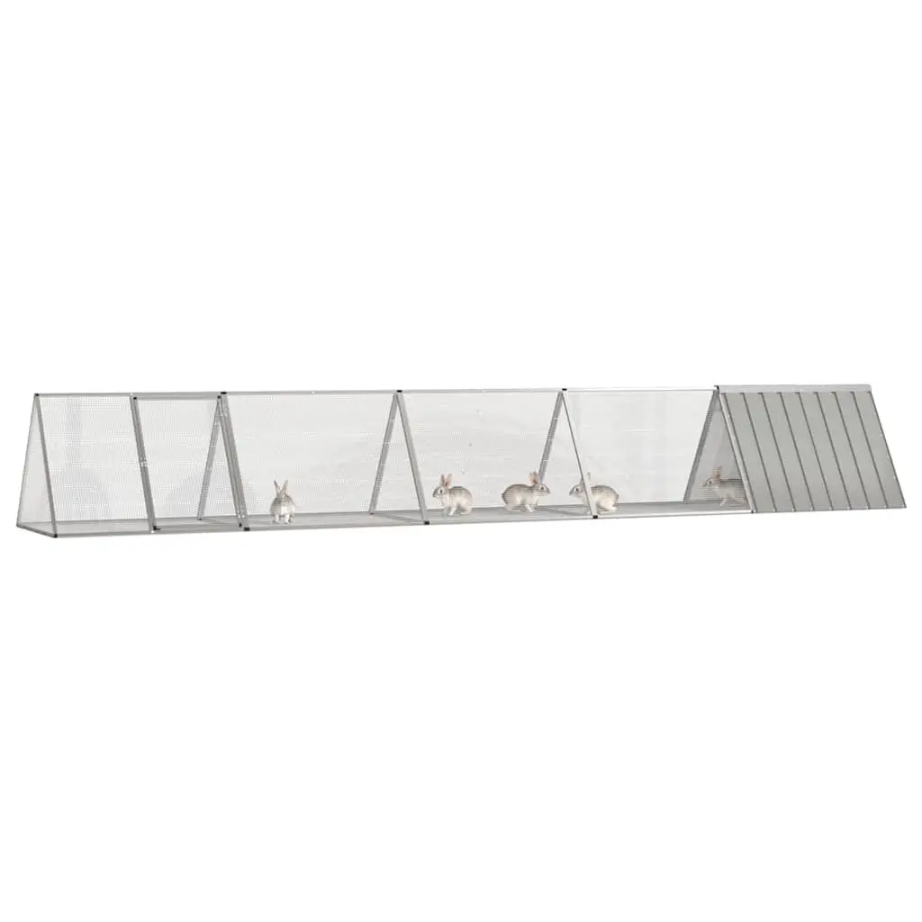 Rabbit Cage Galvanised Steel 504.5 x 80.5 x 71 cm Grey Indoor Outdoor Playpen