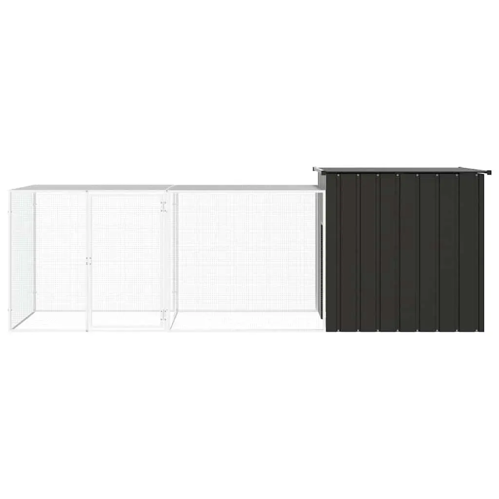 Chicken Cage Anthracite 300x91x100 cm Galvanised Steel Run Coop Enclosure