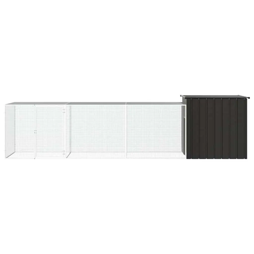 Chicken Coop Galvanised Steel 400x91x100cm Anthracite Outdoor Run Pen Housing