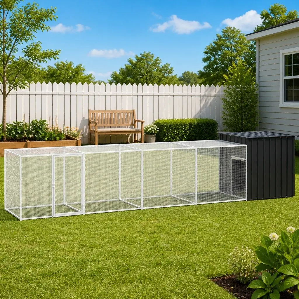 Chicken Cage Anthracite Galvanised Steel Outdoor Run Coop Ducks Small Animals