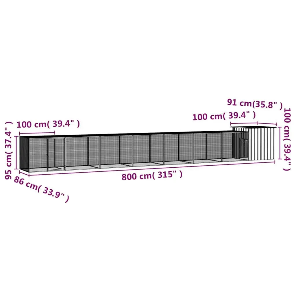 Chicken Cage Galvanised Steel Anthracite Large Outdoor Animal Pen Run House
