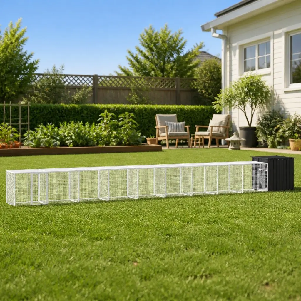 Chicken Run Coop Anthracite Galvanised Steel Outdoor Cage 1000x91x100cm for Hens Ducks Small Animals
