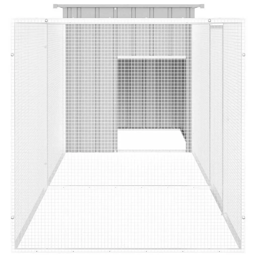 Chicken Cage Galvanised Steel Outdoor Run Enclosure 300x91x100cm Grey