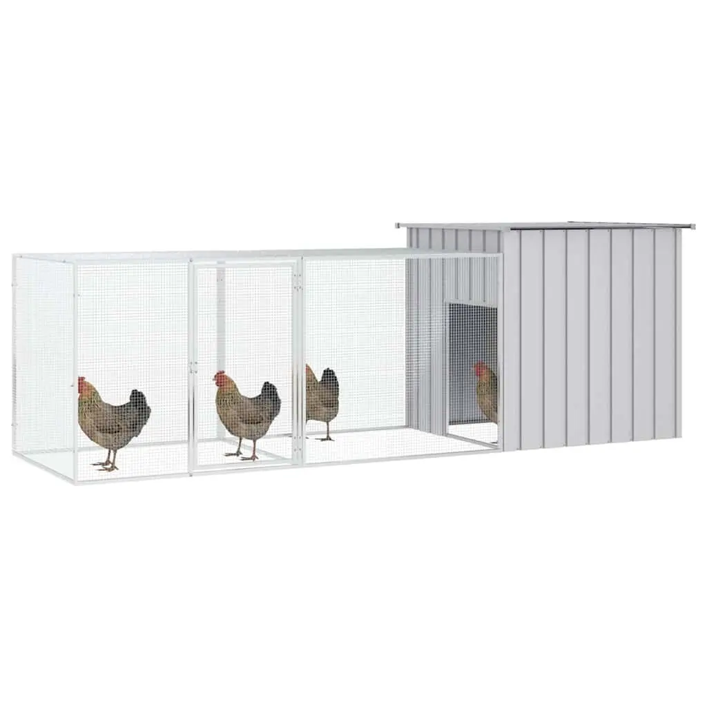 Chicken Cage Galvanised Steel Outdoor Run Enclosure 300x91x100cm Grey