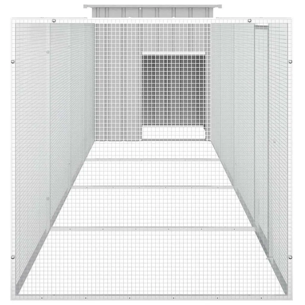Chicken Cage Outdoor Habitat Grey Galvanised Steel with Extension 500 x 91 x 100 cm