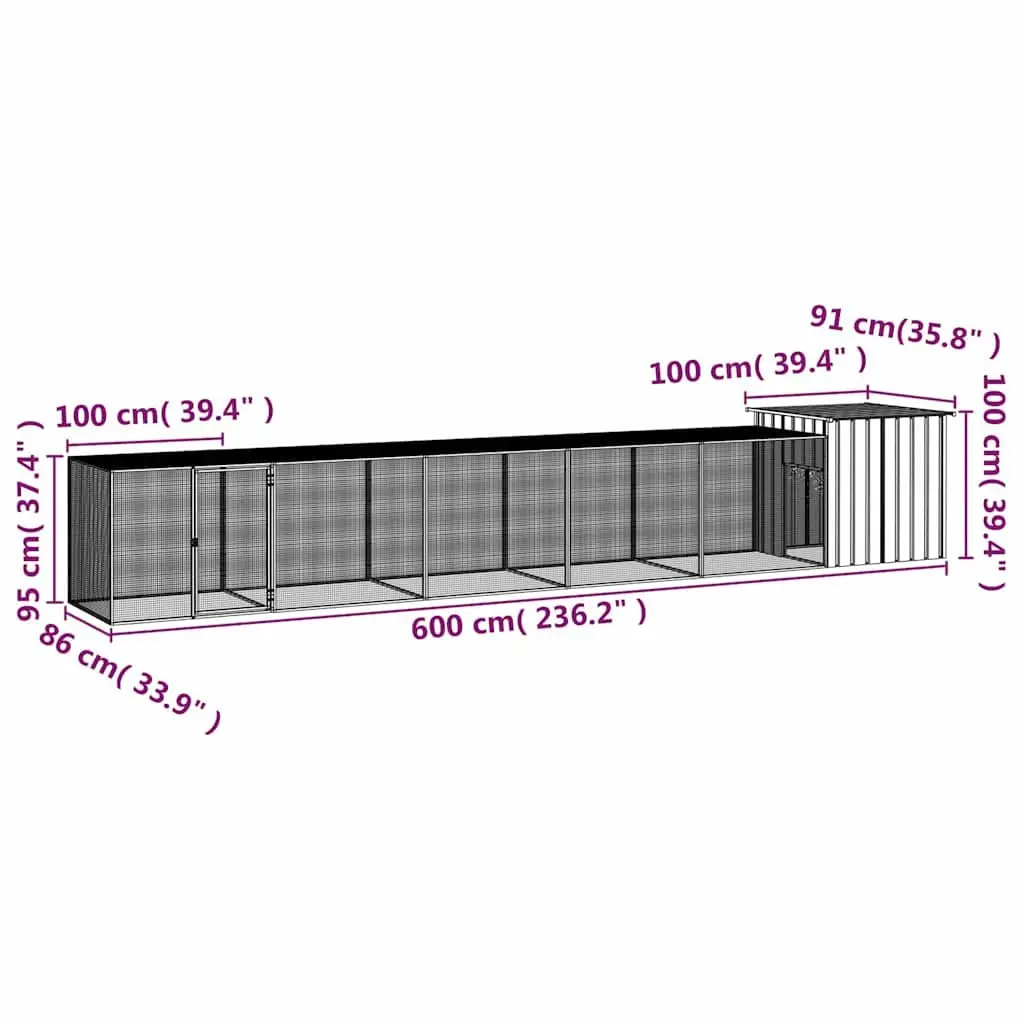 Chicken Cage Grey Galvanised Steel Outdoor Small Animal Habitat Run Coop