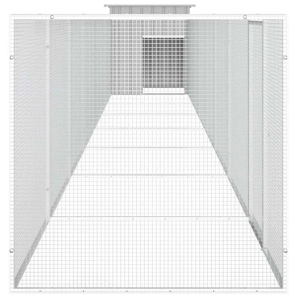 Small Animal Habitat Run Coop Enclosure Galvanised Steel Grey with Extension 700x91x100cm