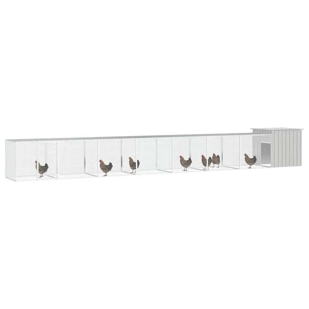 Chicken Coop Run Pen Galvanised Steel Grey 800x91x100cm Extension for Small Animals