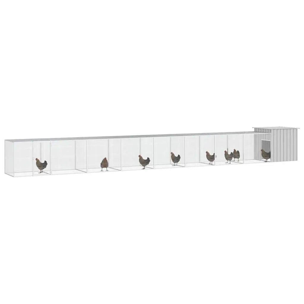 Chicken Cage Galvanised Steel 900x91x100cm Grey Run Coop Hens Ducks Small