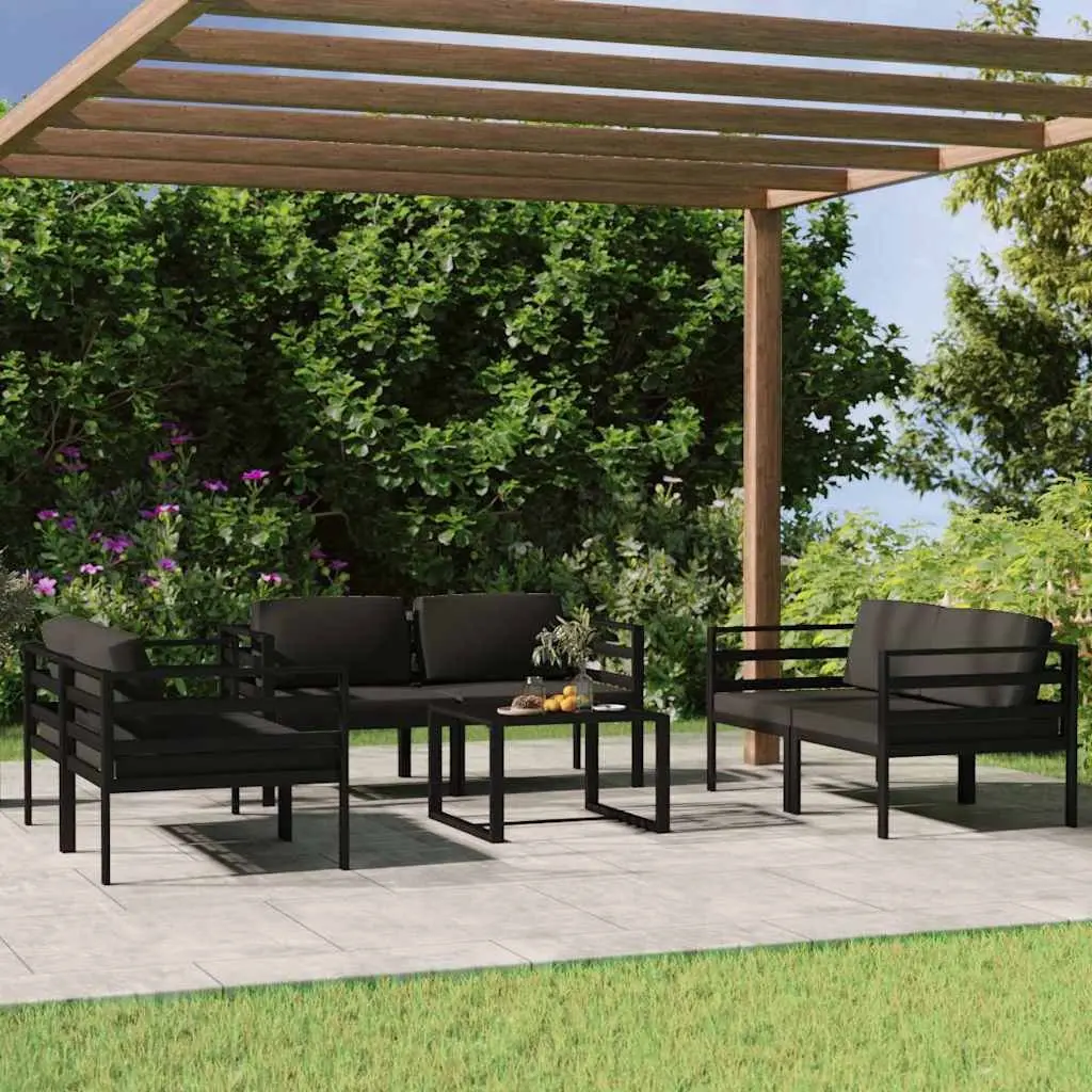 7 Piece Modular Garden Lounge Set Aluminium Outdoor Patio Furniture Anthracite with Cushions