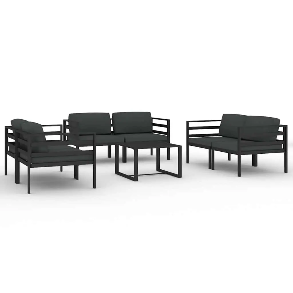 7 Piece Modular Garden Lounge Set Aluminium Outdoor Patio Furniture Anthracite with Cushions
