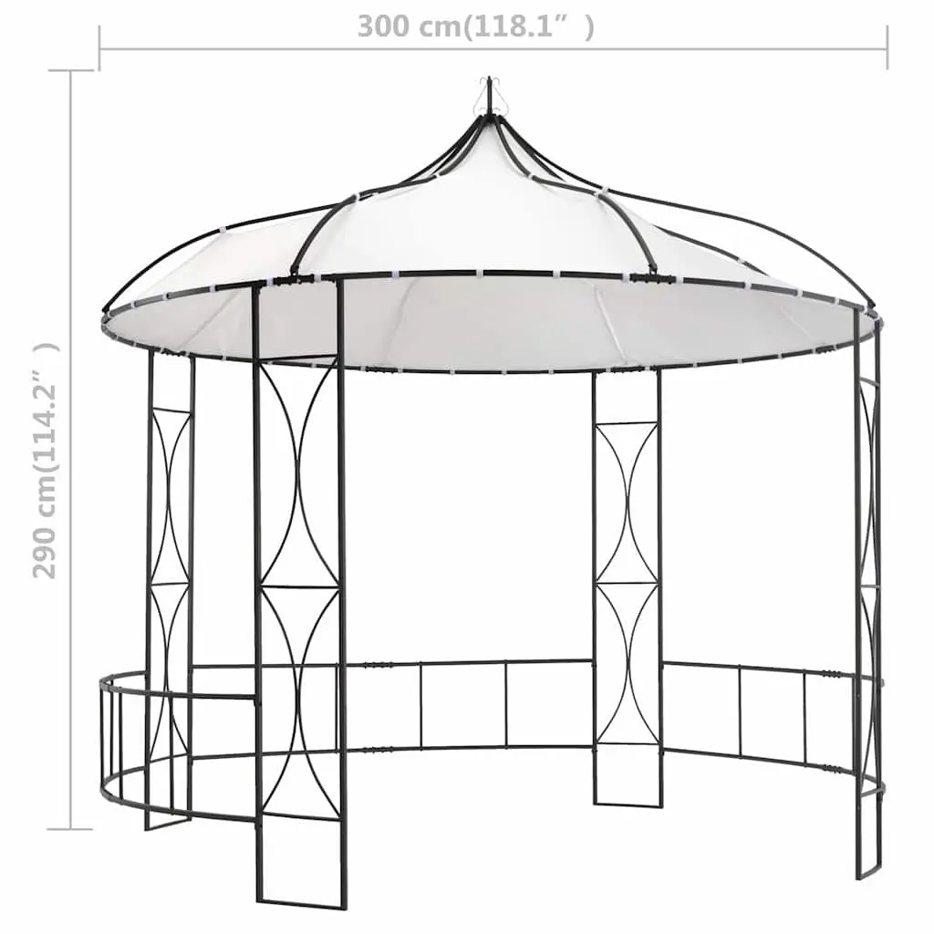 Gazebo Round Iron Frame 300cm White Polyester Vented Roof