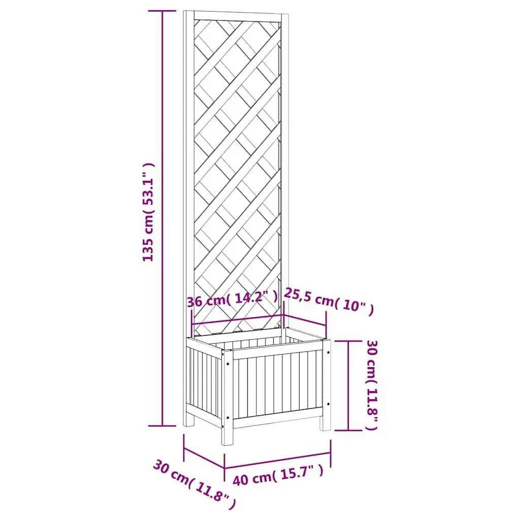 Trellis Planter Wooden Grey 40x30x135cm for Outdoor Garden Climbing Plants
