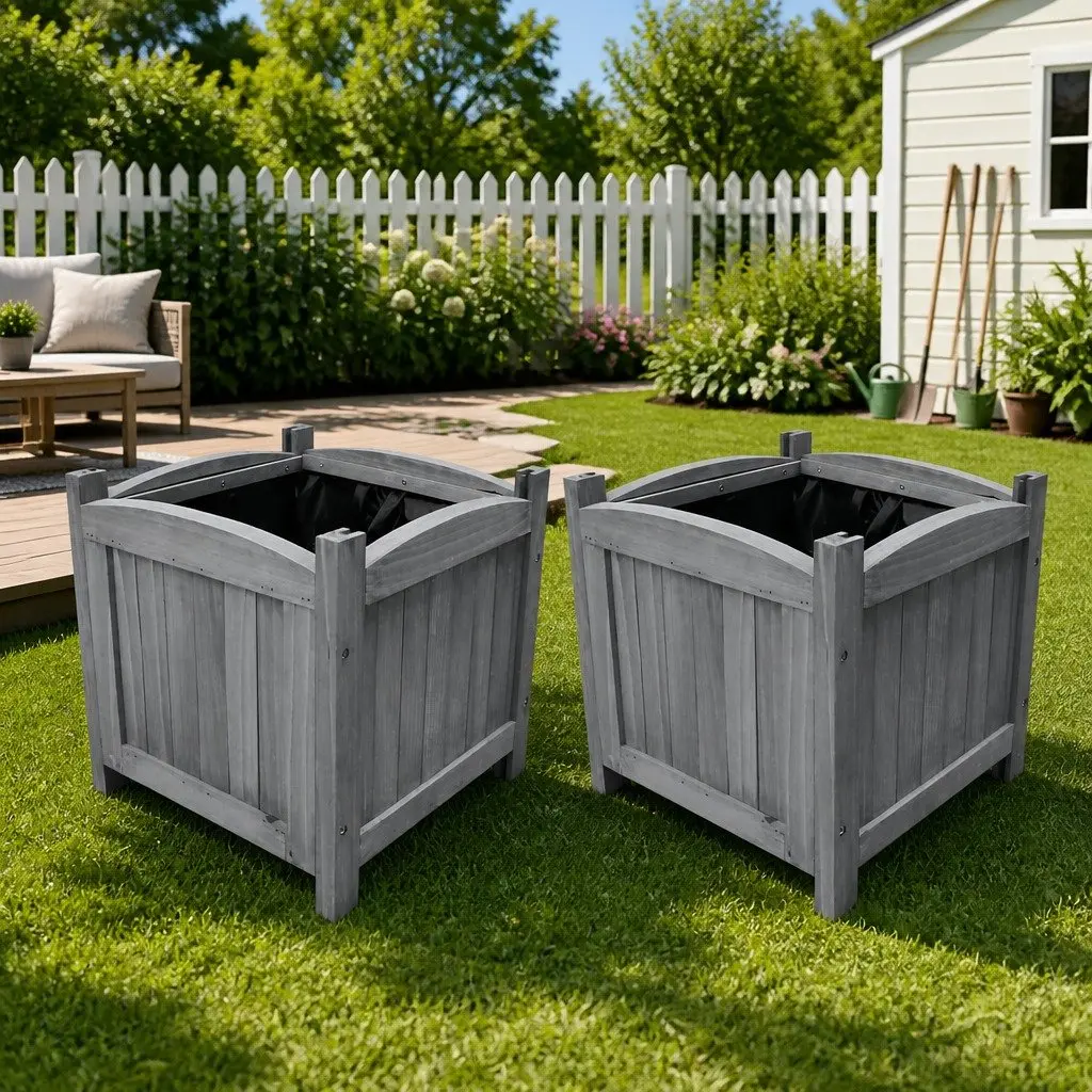 Raised Garden Beds Wooden 30x30x30 cm Grey