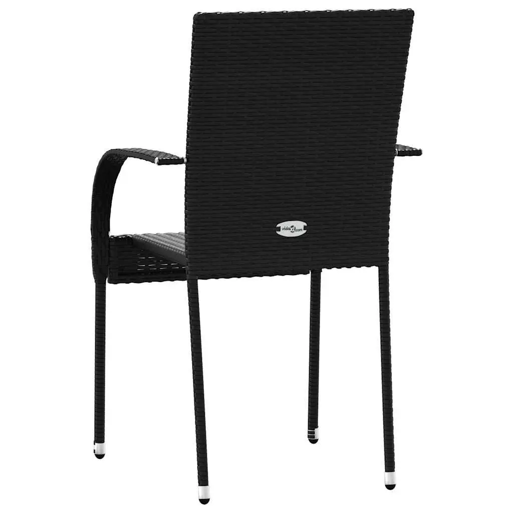 Outdoor Dining Chairs Set of 4 Lightweight Stackable Black Rattan for Garden and Patio