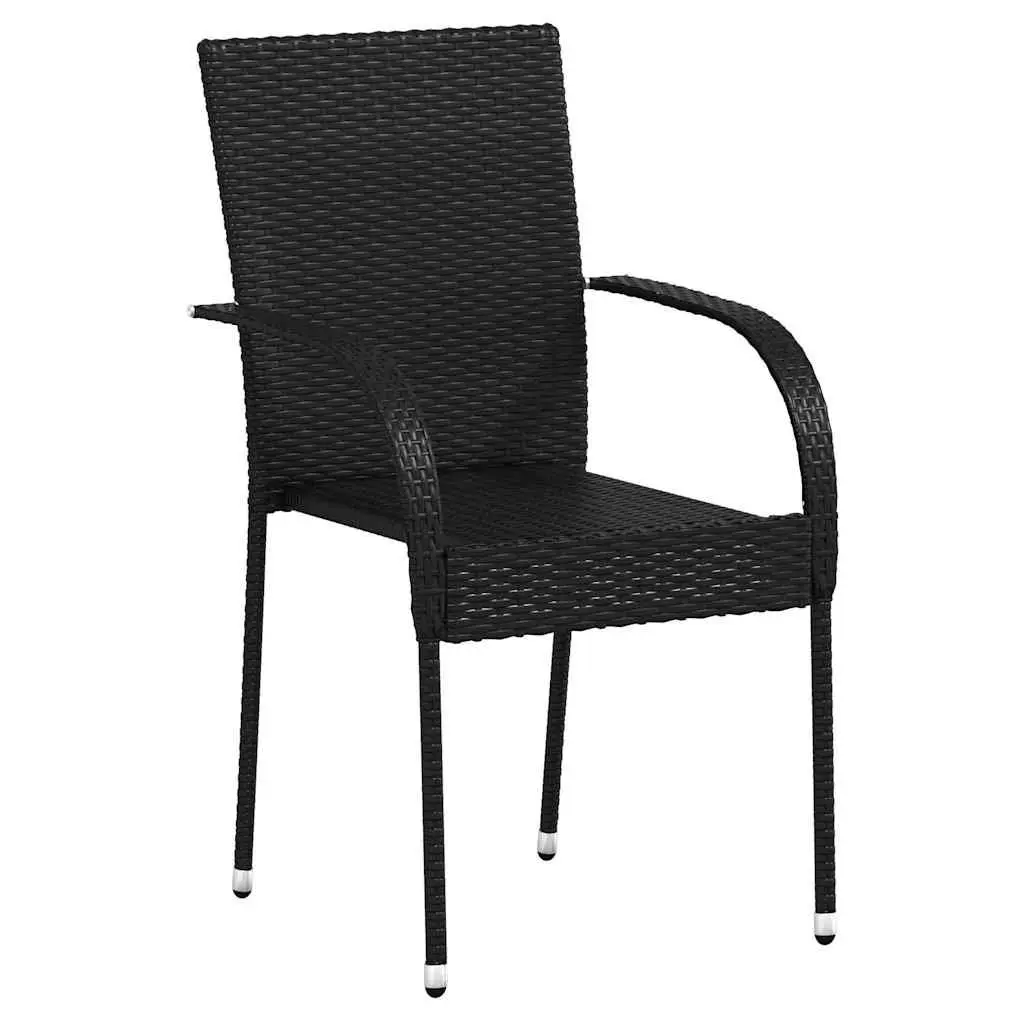 Outdoor Stackable Chairs Poly Rattan 6 Piece Set Black