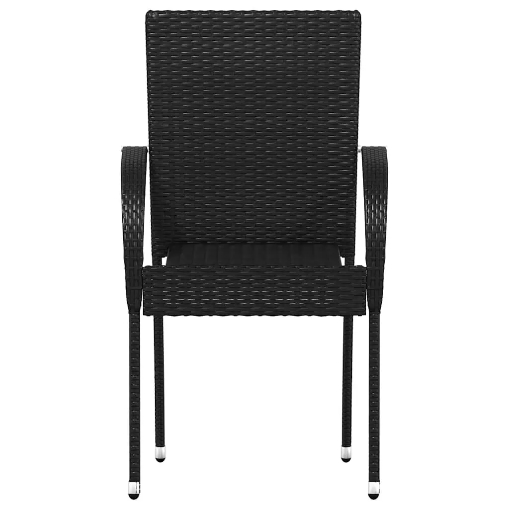 Outdoor Stackable Chairs Poly Rattan 6 Piece Set Black