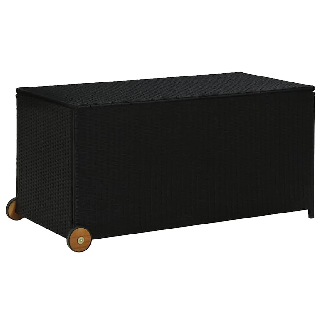 Garden Storage Box Outdoor Cushion Organizer Poly Rattan Black 120x65x61cm Weather Resistant