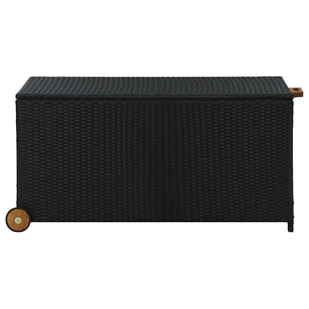Garden Storage Box Outdoor Cushion Organizer Poly Rattan Black 120x65x61cm Weather Resistant
