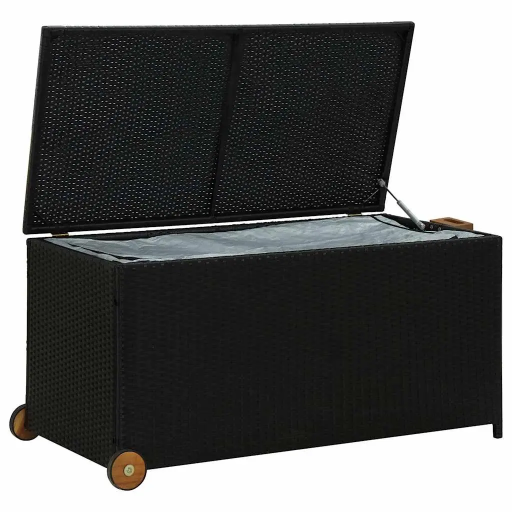 Garden Storage Box Outdoor Cushion Organizer Poly Rattan Black 120x65x61cm Weather Resistant